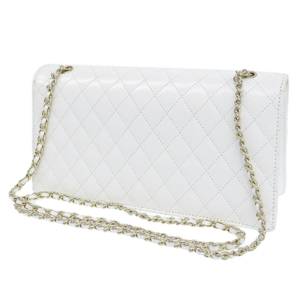 White Fabric Chanel Shoulder Bag
