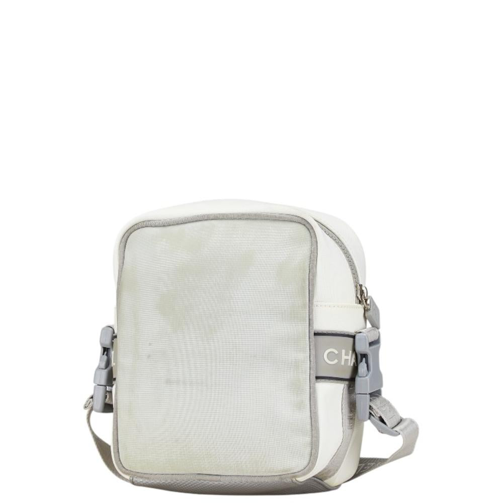 White Fabric Chanel Bucket Bag