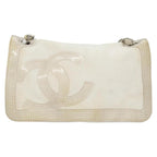 White Fabric Chanel Shoulder Bag