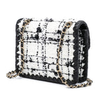 White Fabric Chanel Crossbody Bag