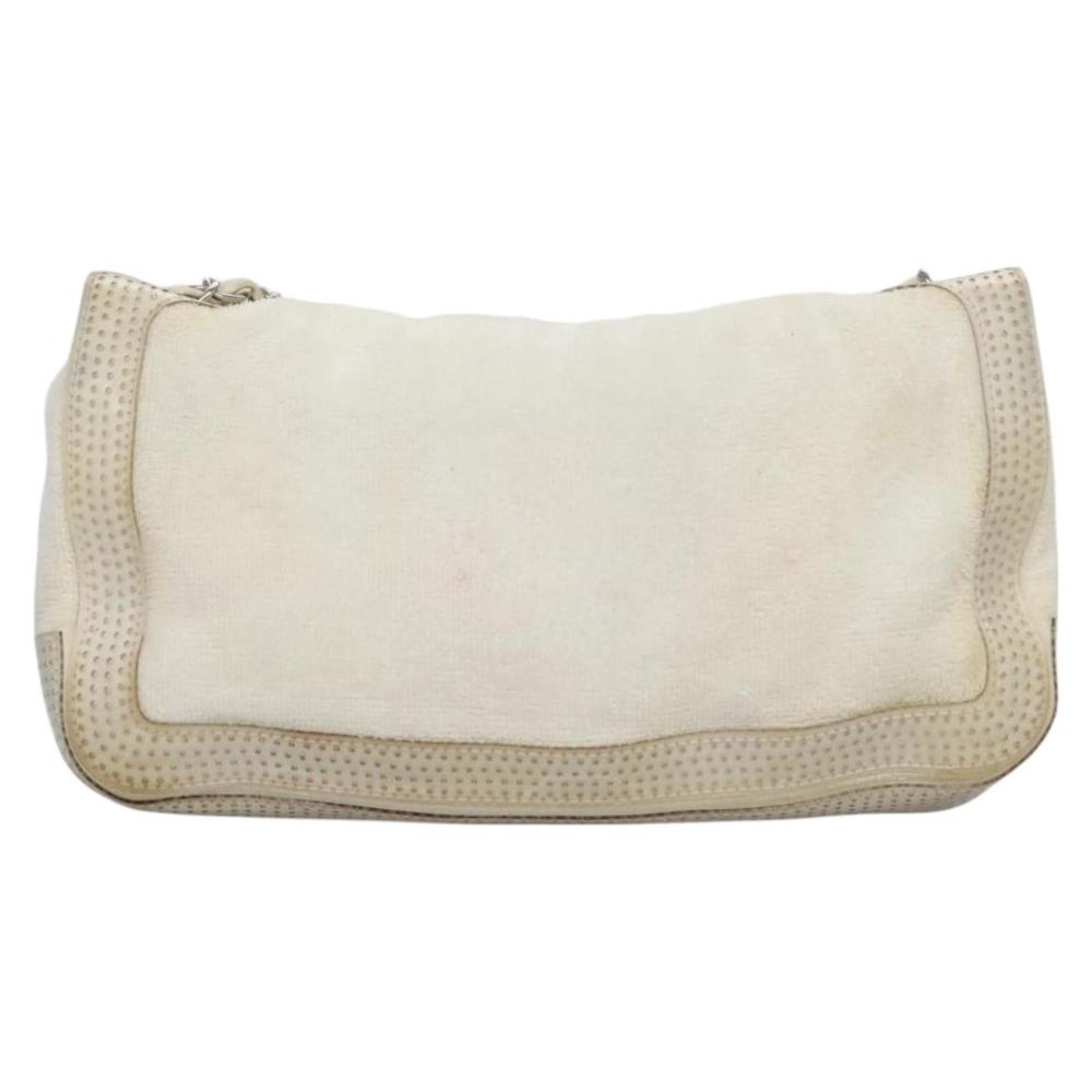 White Fabric Chanel Shoulder Bag