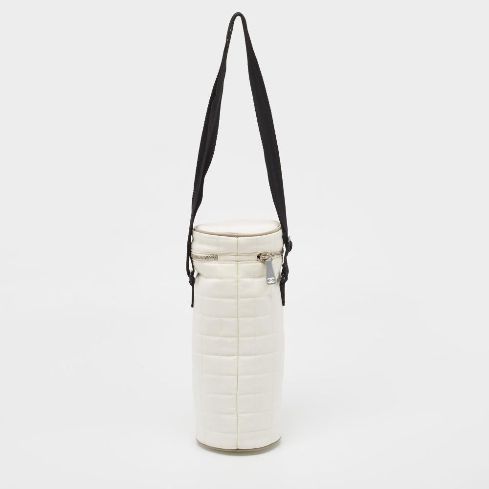 White Fabric Chanel Shoulder Bag