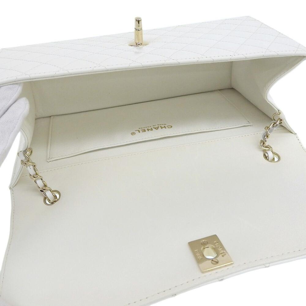White Fabric Chanel Shoulder Bag