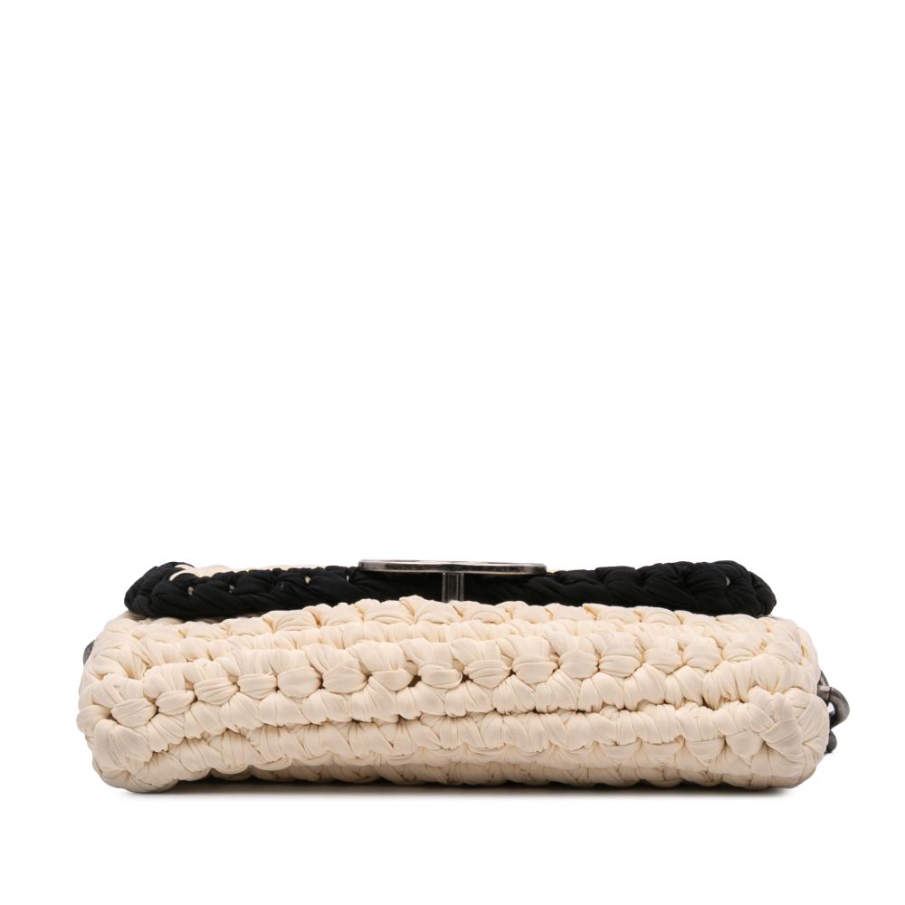 White Fabric Chanel Flap Bag