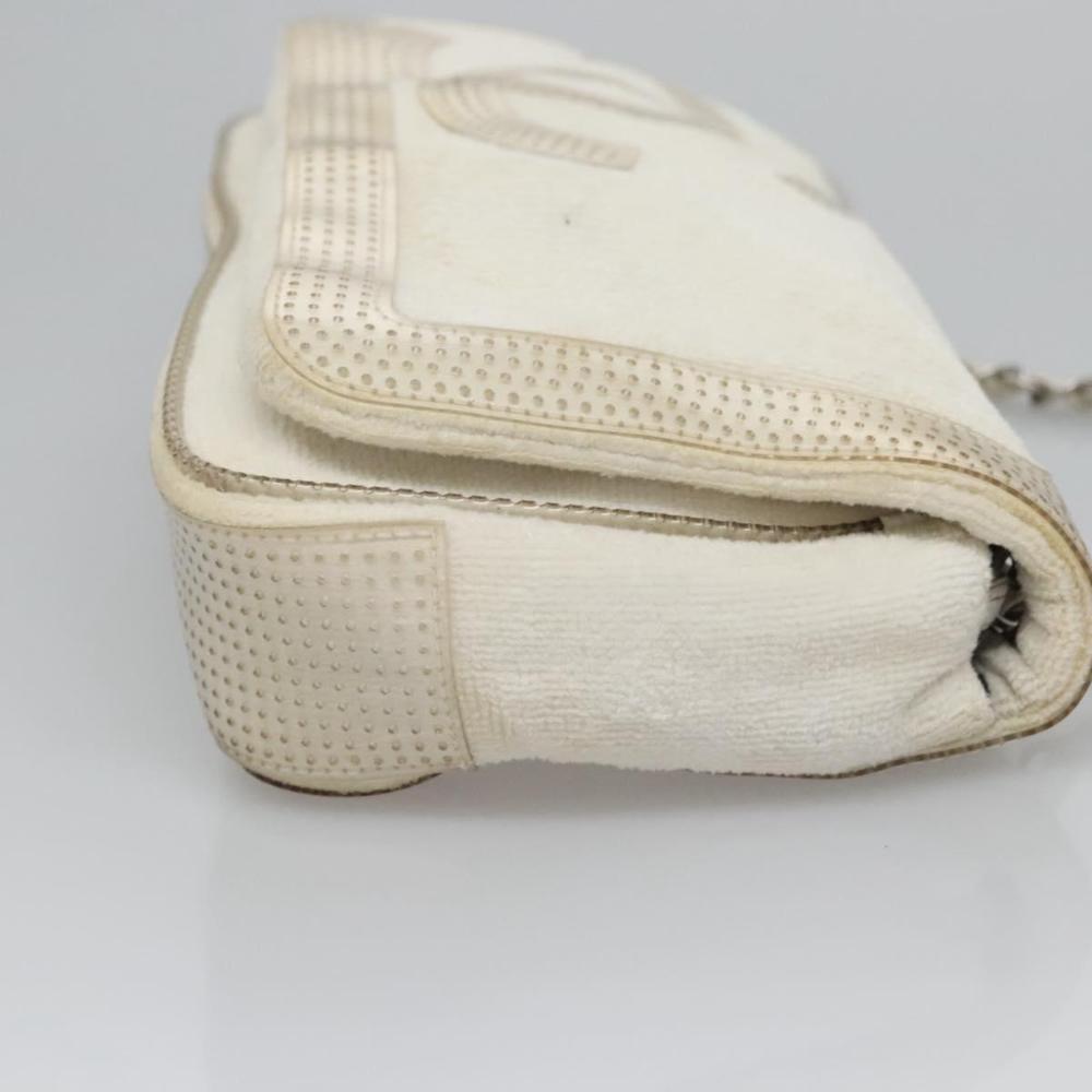 White Fabric Chanel Shoulder Bag