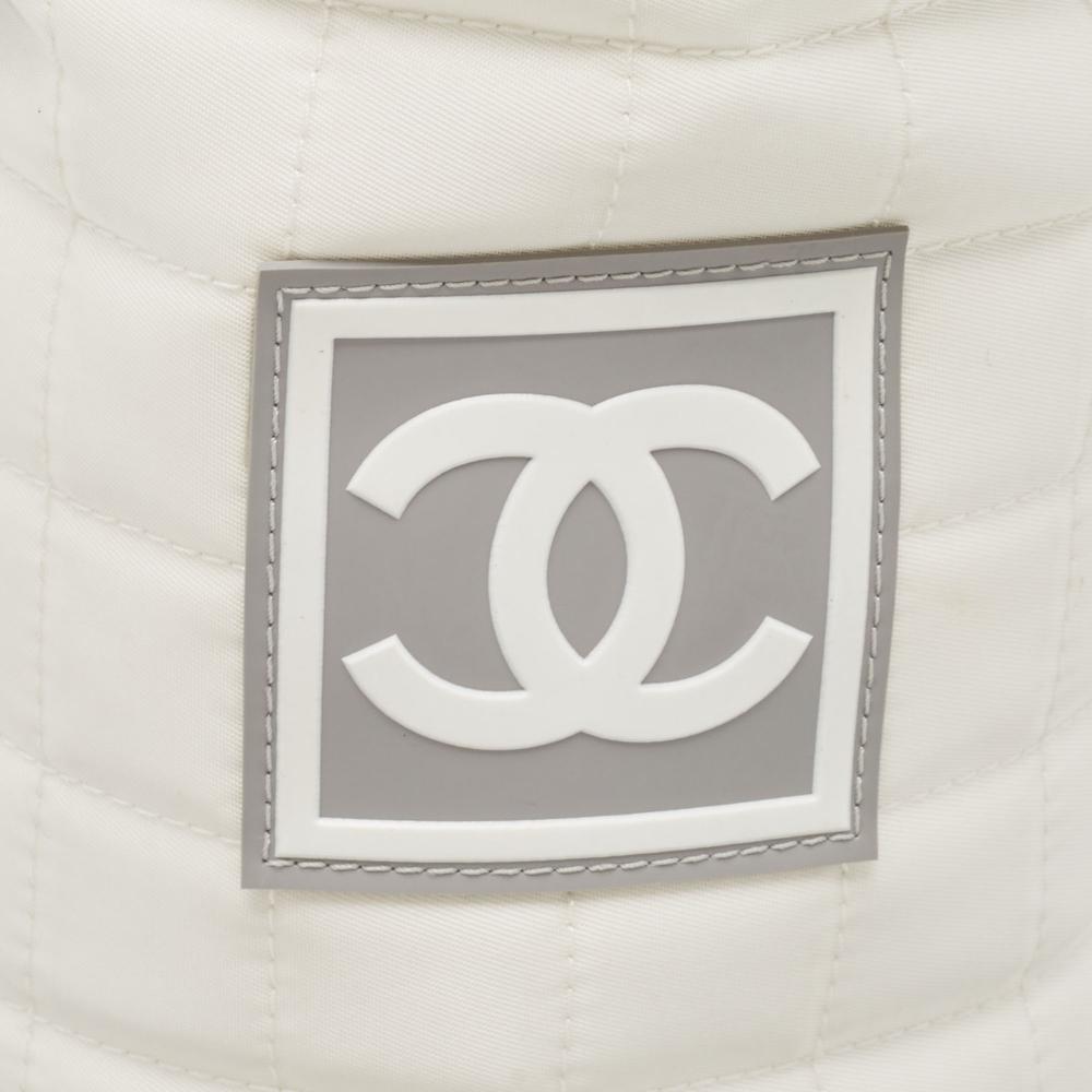 White Fabric Chanel Shoulder Bag