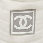 White Fabric Chanel Shoulder Bag