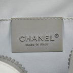 White Fabric Chanel Bucket Bag