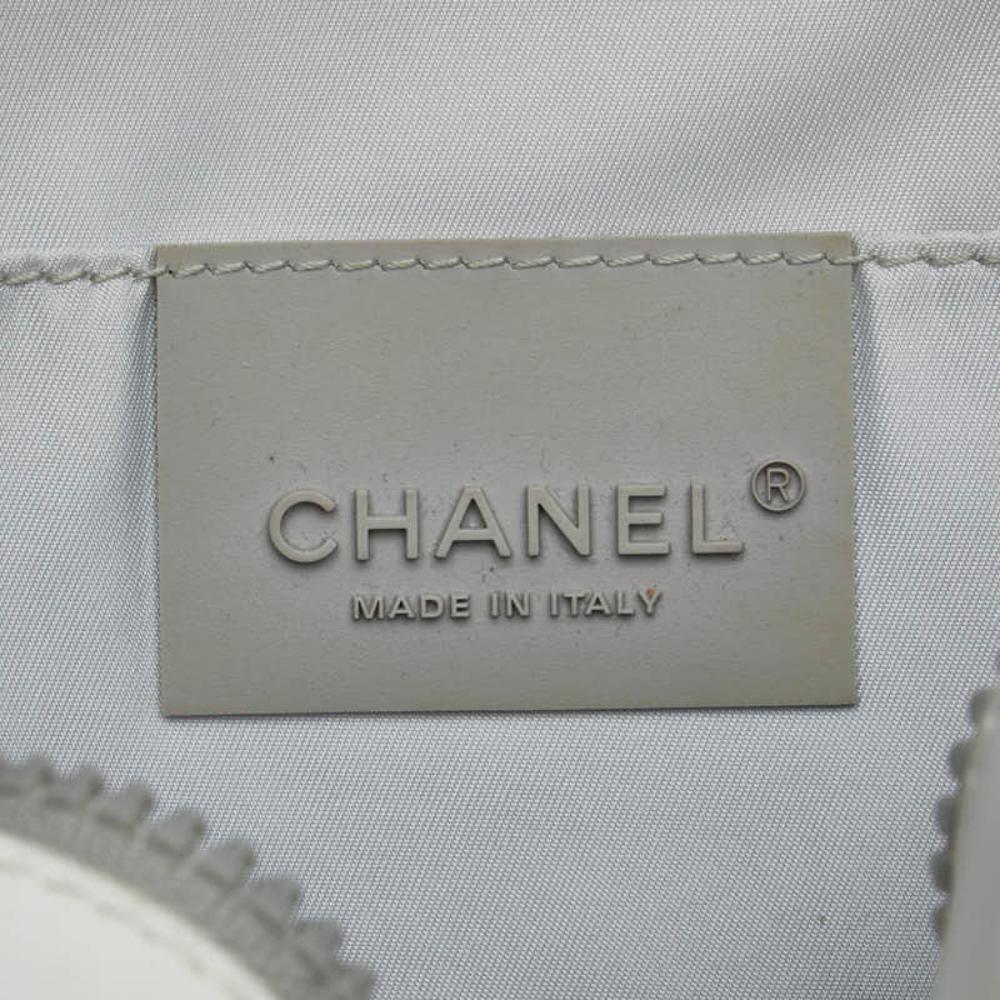 White Fabric Chanel Bucket Bag