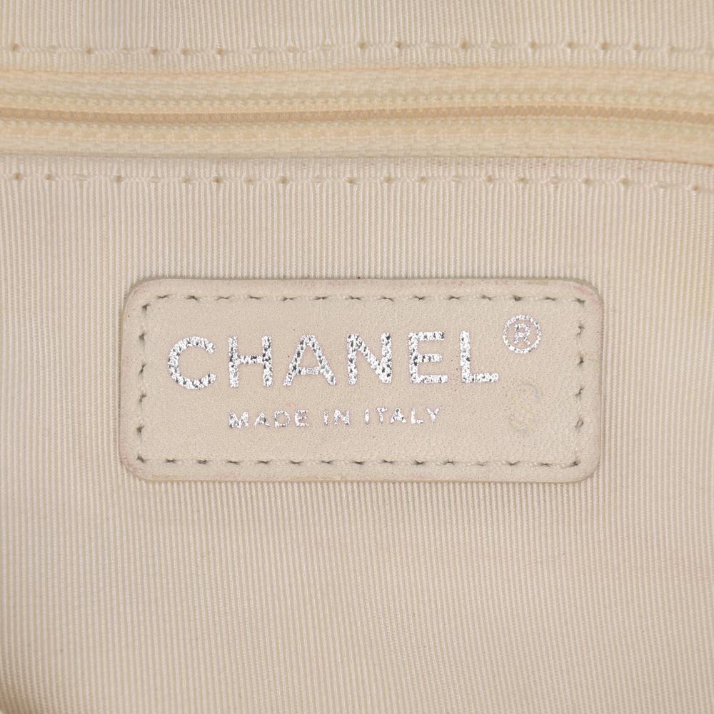 White Fabric Chanel Flap Bag