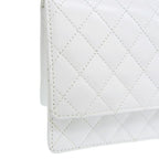 White Fabric Chanel Shoulder Bag