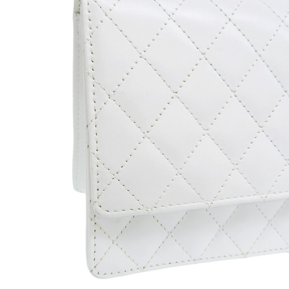 White Fabric Chanel Shoulder Bag