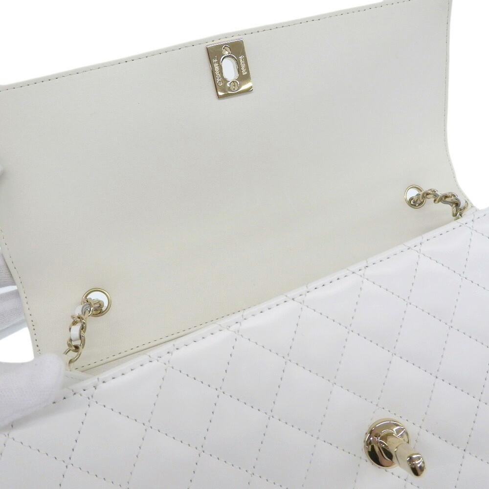 White Fabric Chanel Shoulder Bag
