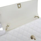 White Fabric Chanel Shoulder Bag