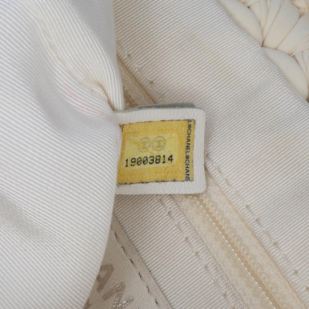 White Fabric Chanel Flap Bag