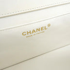White Fabric Chanel Shoulder Bag