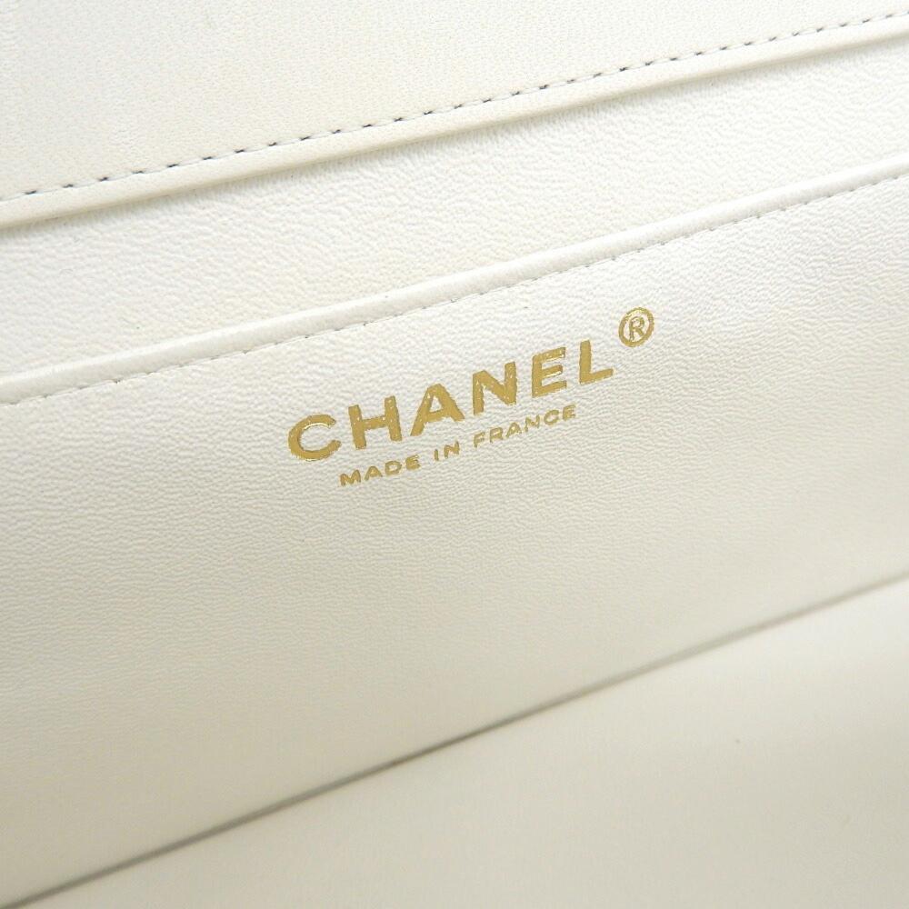 White Fabric Chanel Shoulder Bag