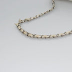 White Fabric Chanel Shoulder Bag