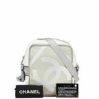 White Fabric Chanel Bucket Bag
