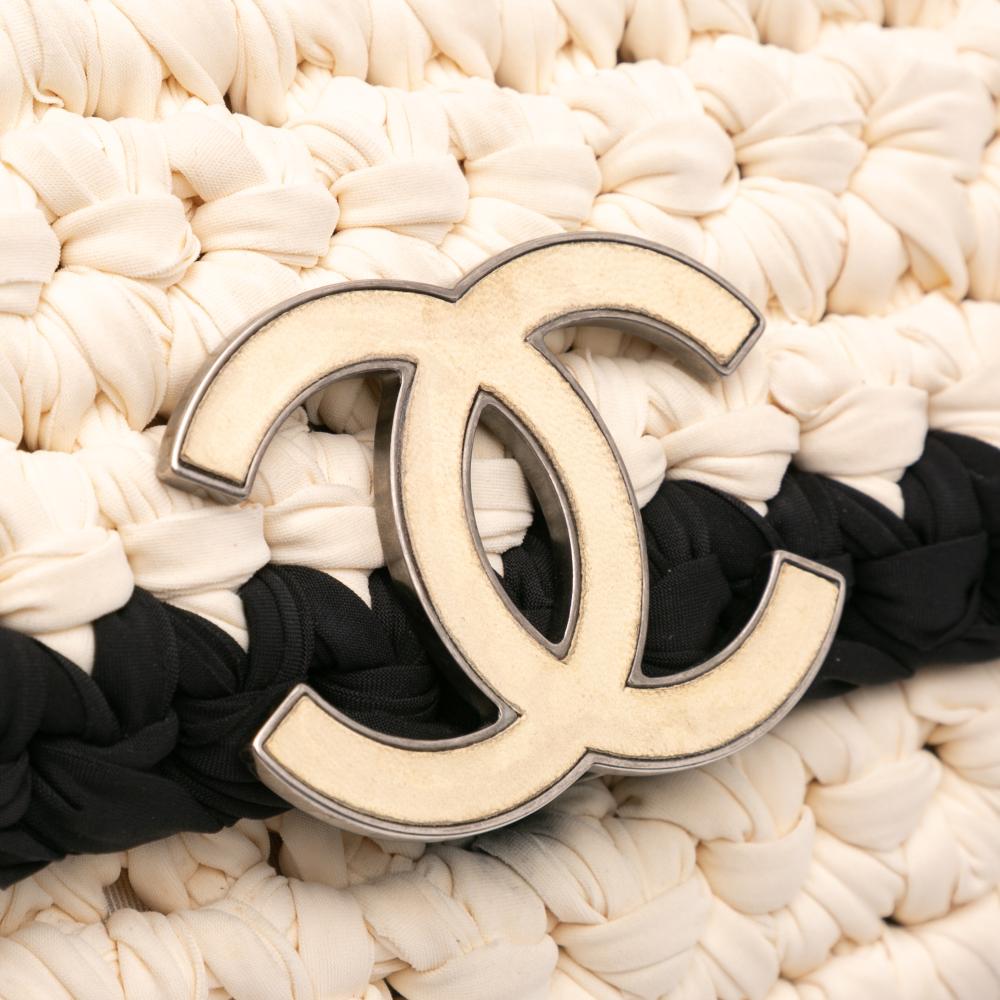 White Fabric Chanel Flap Bag