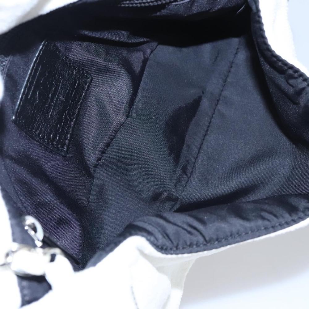 White Fabric Chanel Shoulder Bag