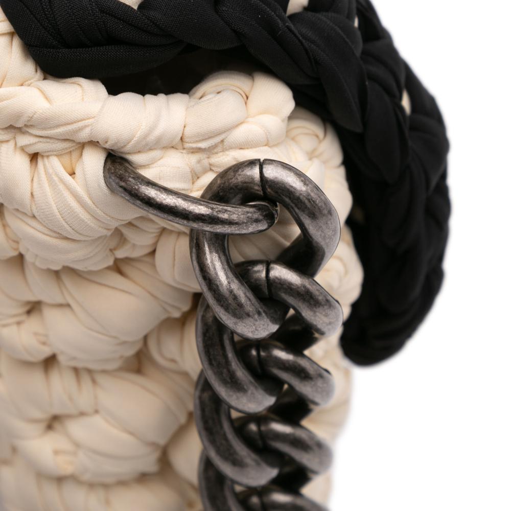 White Fabric Chanel Flap Bag