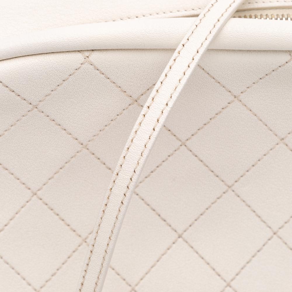 White Leather Chanel Crossbody Bag