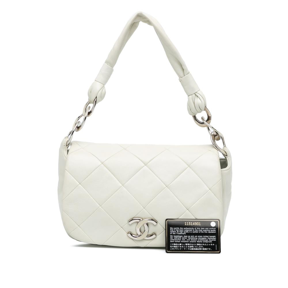 White Leather Chanel Flap Bag