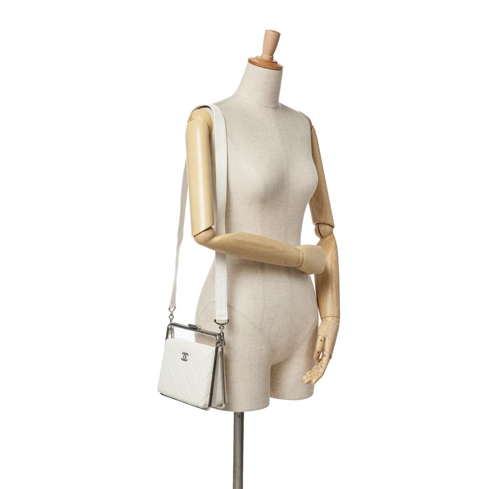 White Leather Chanel Clutch