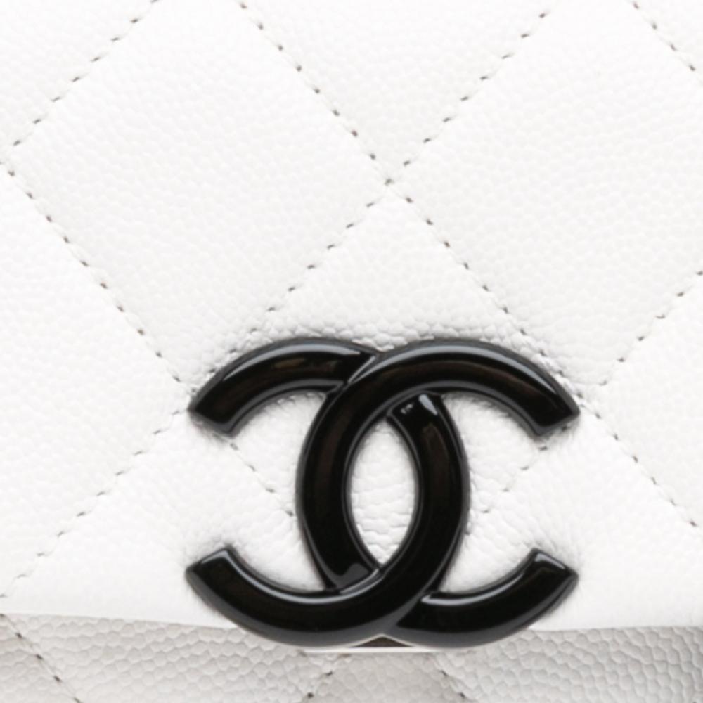 White Leather Chanel Flap Bag