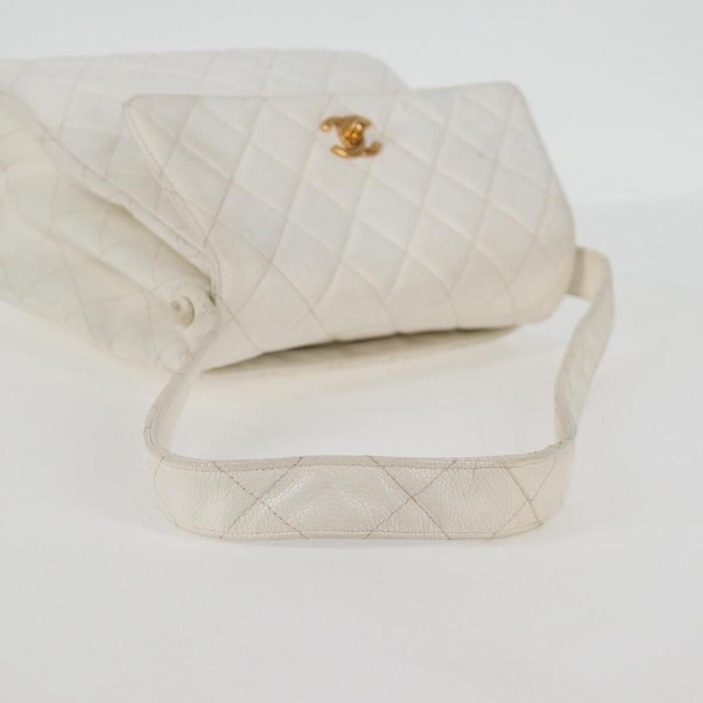 White Leather Chanel Shoulder Bag