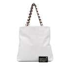 White Leather Chanel Tote
