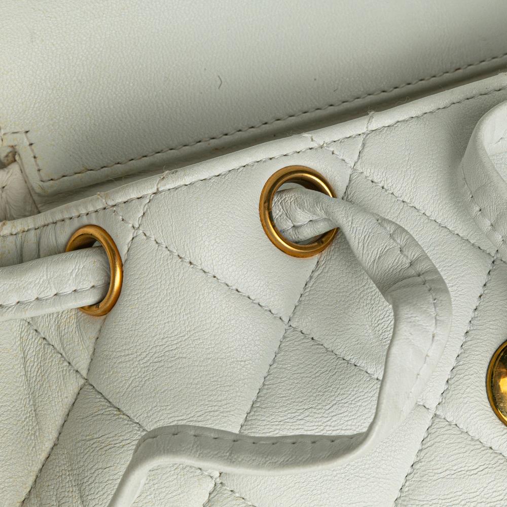 White Leather Chanel Backpack