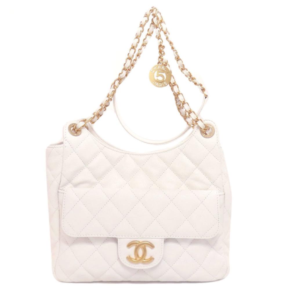 White Leather Chanel Shoulder Bag