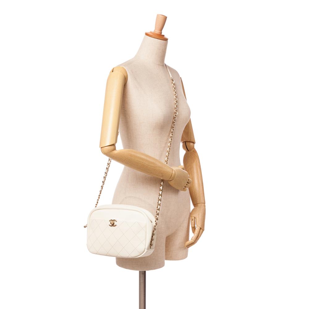 White Leather Chanel Crossbody Bag