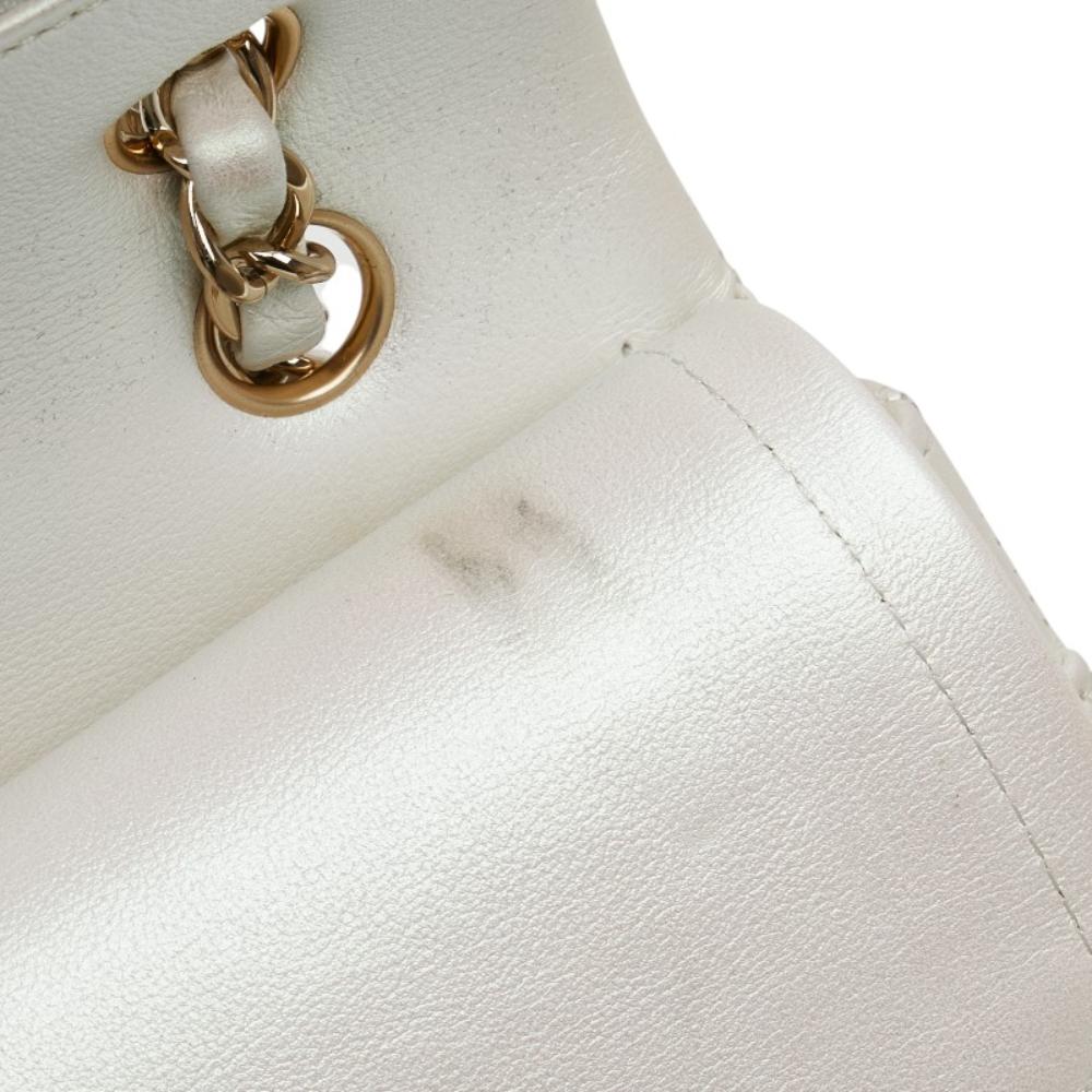 White Leather Chanel Flap Bag