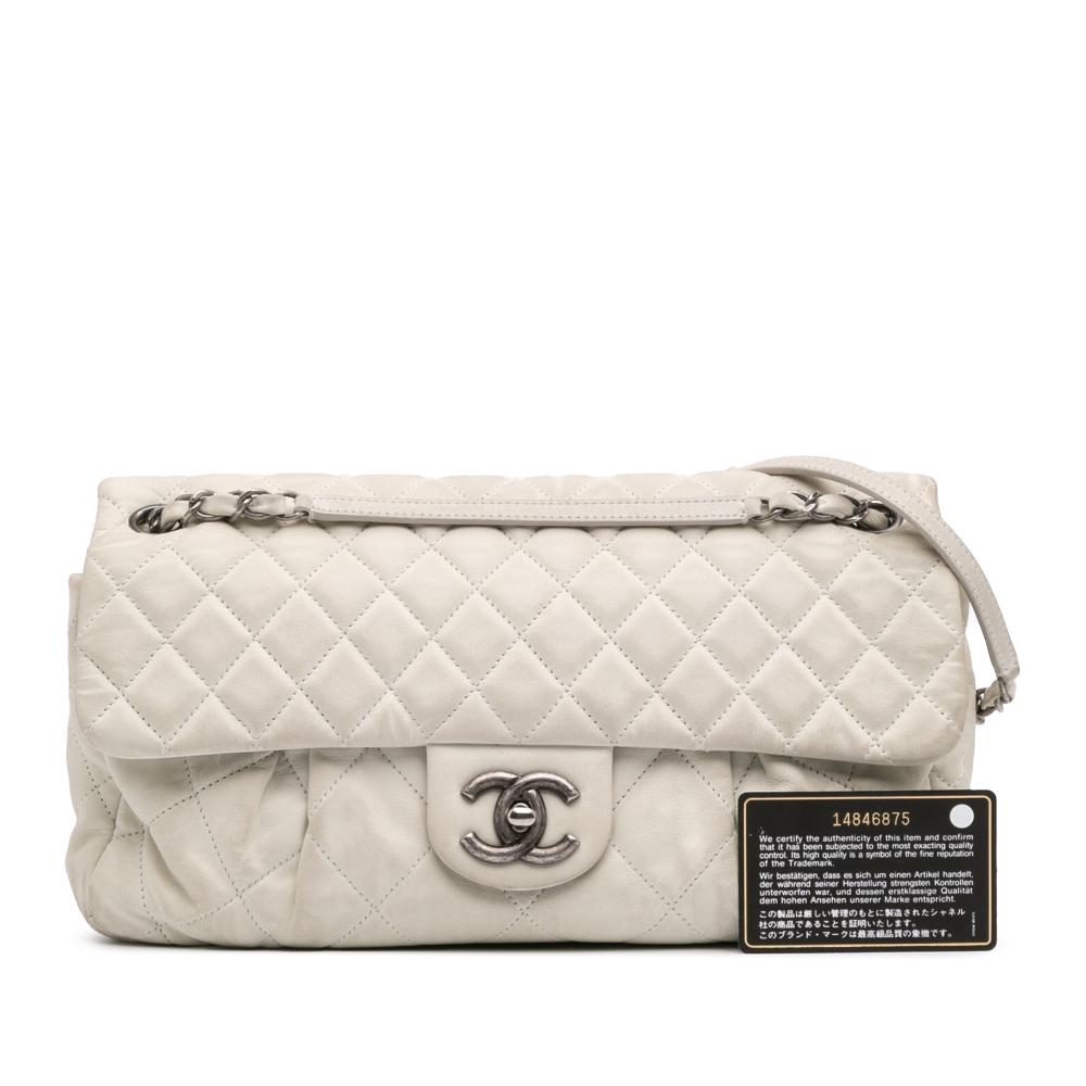 White Leather Chanel Flap Bag