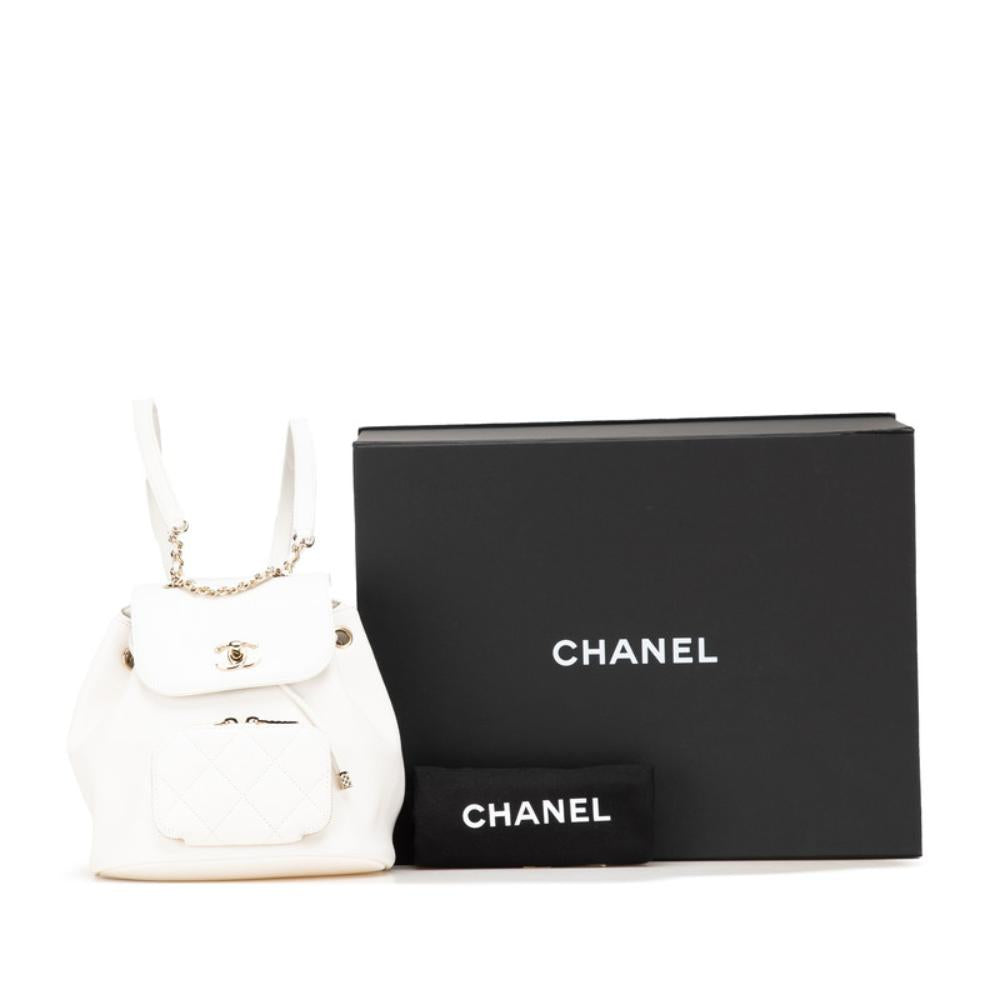 White Leather Chanel Backpack