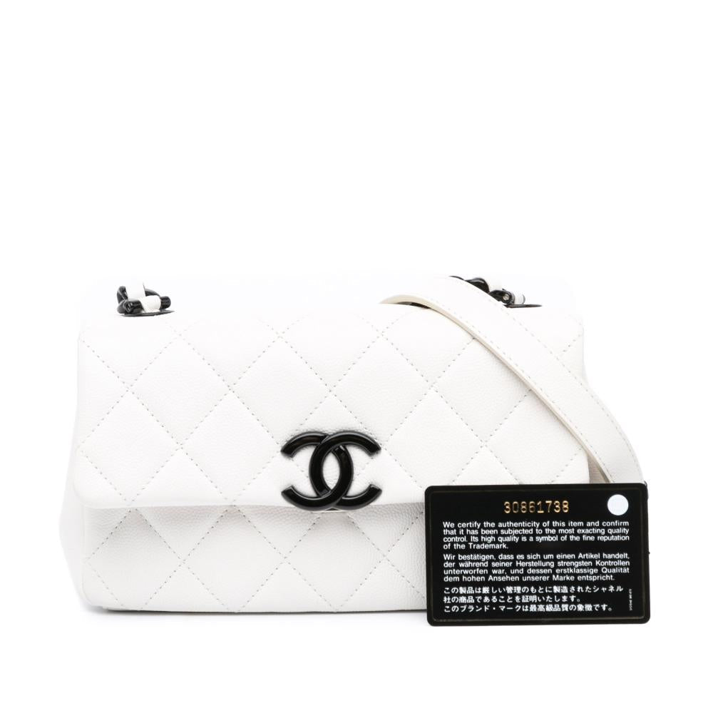 White Leather Chanel Flap Bag