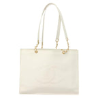 White Leather Chanel Tote