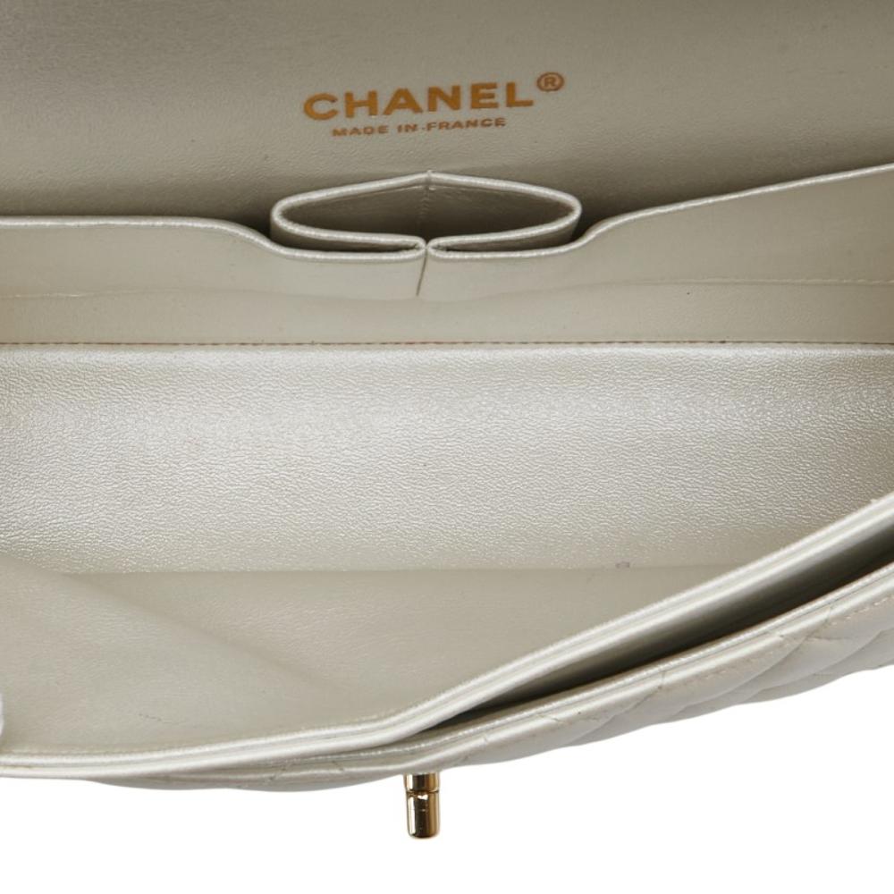 White Leather Chanel Flap Bag