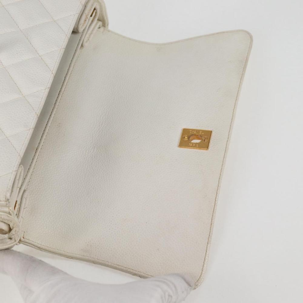 White Leather Chanel Shoulder Bag