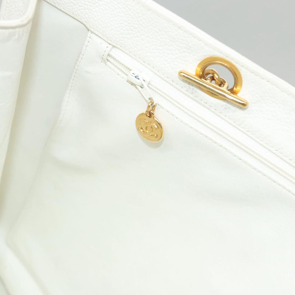 White Leather Chanel Tote