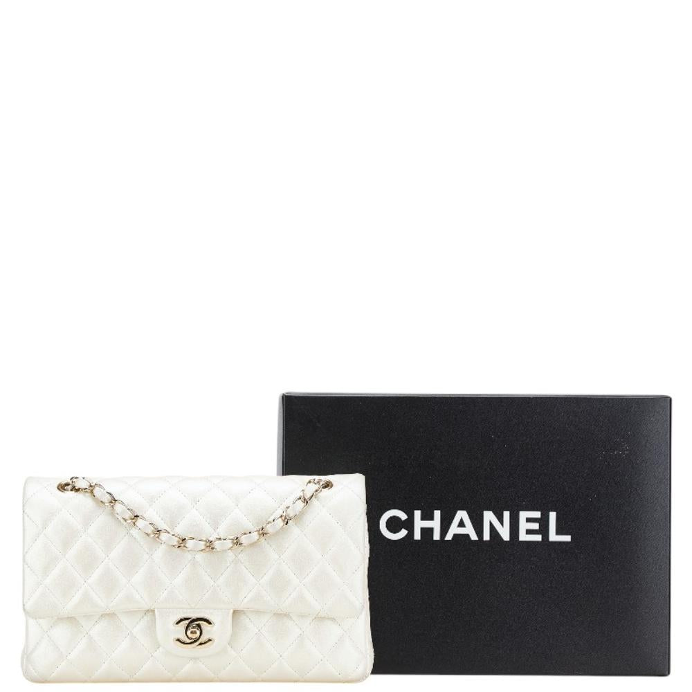 White Leather Chanel Flap Bag