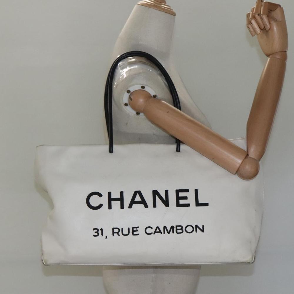 White Leather Chanel Tote