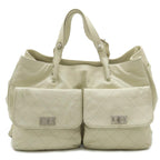 White Leather Chanel Tote