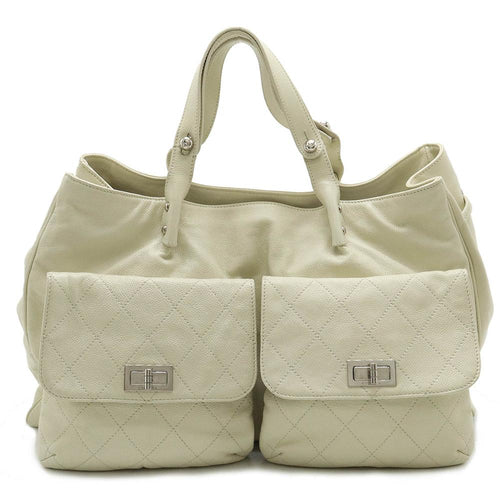 White Leather Chanel Tote