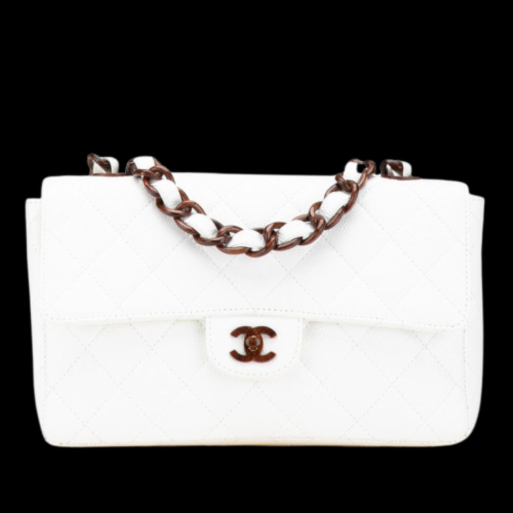 White Leather Chanel Shoulder Bag