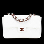 White Leather Chanel Shoulder Bag