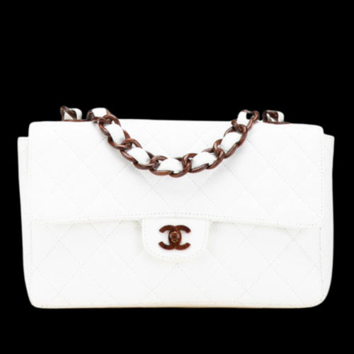 White Leather Chanel Shoulder Bag